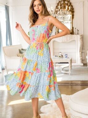 THML ELIZABETH FLORAL AND ANIMAL PRINT SUMMER DRESS size small